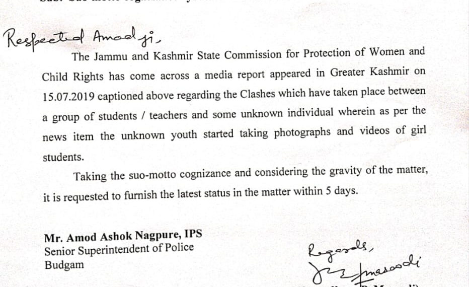 JKSCPWCR takes suo-motto cognizance of incidents of Ramban, Budgam