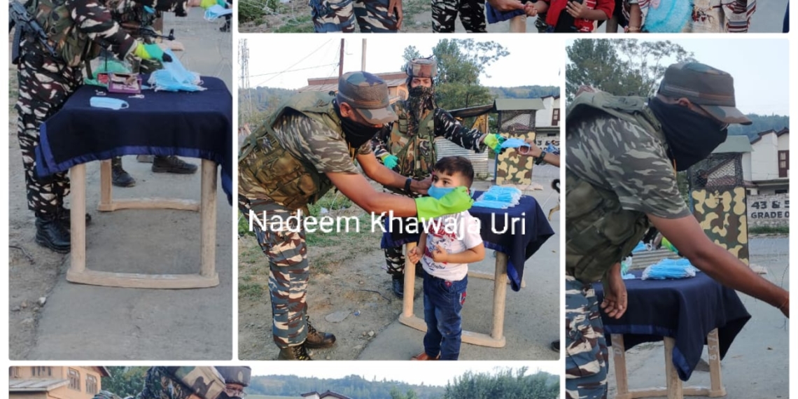 CRPF distributes sweets, masks, sanitisers in Baramulla