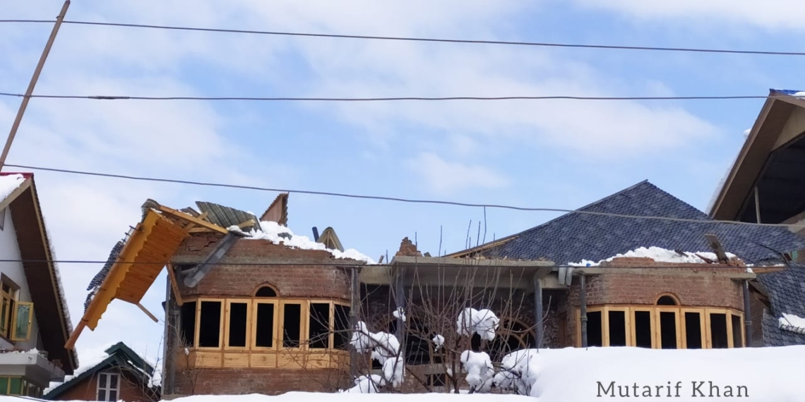 Snowfall Aftermath: Residential house damaged in Tengpora Bypass