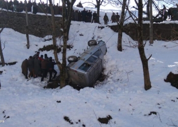 Sumo Union Vehicle recovered from almost inaccessible site by Army in Marhama, Kupwara